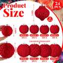 Syhood 24 Pcs Crochet Christmas Ornaments 5 Styles 2.36" 3.15" Handmade Crochet Knitted Christmas Pinecone Ball Ornaments for Xmas Tree Party Decoration Supplies(Red)