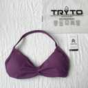 TRYTO Impact Strappy Bra Backless Halter Sports Yoga Top Women Workout Fitness Gym Outdoor Front Motion Scrunch Tops Grape, X-Large