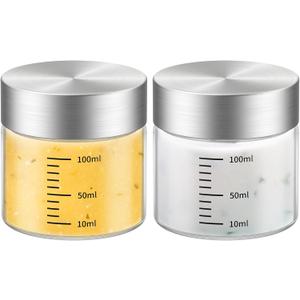 4 Oz Glass Bottles, 2 Pack Glass Jar with Lid, Borosilicate Glass, Stainless Steel Lids for Juicing, Smoothies, Water Bottles, Food Storage, Shaker Bottles