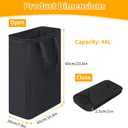 Slim Laundry Hamper, 48L Ultra Thin Collapsible Laundry Basket with Handles, Foldable Basket Laundry Bag Dirty Clothes Hamper for Bathroom Bedroom (Black)