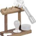 Wood Coffee Portafilter Holder Tamper Station, Multifunctional Espresso Organizer for 51mm-58mm Tamper distributors Portafilter Stand Espresso Accessories Holder Rack