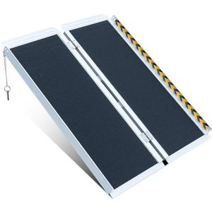 Portable Wheelchair Ramp 4FT, No-Slip Aluminum Folding Handicap Ramp, 800lbs Weight Capacity Wheel Chair Ramp, Suitable for Home Steps, Stairs