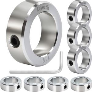 Luyostik 8pcs 1-1/ 2" bore Shaft Collar, 1-1/ 2" bore Solid Steel Style zinc Plated Set Screw Shaft Collars, 2-1/ 4" OD, 3/ 4" Width, for Wheel Barrow Axle, Gearbox Assemblies, Machine Tools, Industry