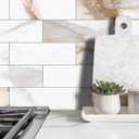 30-Sheet Marble Subway Tile Peel and Stick Tile, 4 in. x 12 in. Stone Composite Waterproof Backsplash Tiles for Kitchen, Bathroom, Fireplace(Gold Marble)