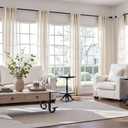 jinchan Linen Curtains Natural Beige 108 inch Extra Long 4 Panels for Bedroom Living Room Divider Sliding Door Patio Light Filtering Farmhouse Floor to Ceiling Drapes Back Tab(38W x 108L, Ecru)