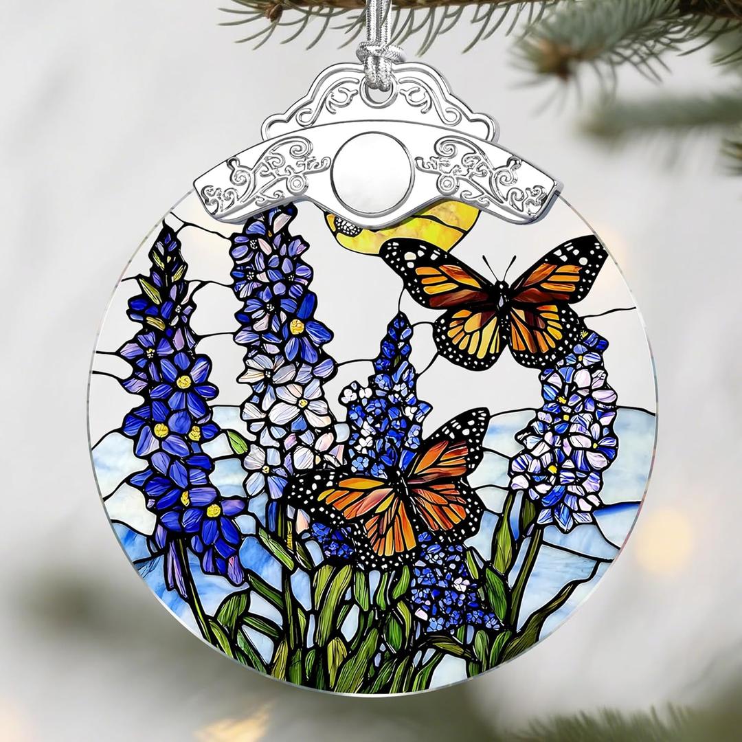 Lavender Butterfly Christmas Ornaments: Christmas Tree Ornaments, Holiday Decor for Flower Lover, Stocking Stuffers, Gift Ideas, Xmas Gifts & Gifts for Butterfly Lover