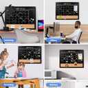 Board2by Monthly Chalkboard Calendar & Cork Board for Wall, 18" x 24" Magnetic Chalk Calendar Board Combo Board, Hanging Wood Frame Combination Board Blackboard with Pens for Office, School, Home