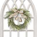 Sintosin Rustic Arched Window Frame 20 x 32 Inch, Hanging Distressed White Window Pane Wall Decor, Farmhouse Window Frame Decor, Wooden Cathedral Window Frames for Wall Decor Living Room Christmas