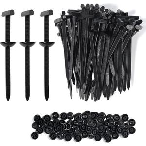 50Pack Heavy Duty Nylon Zip Ties with Mounting Buckles, Self-Locking Cable Fasteners for Car & Home