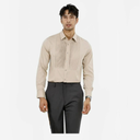 Men's Shirt Male's Business Commuter Black Long Sleeve Tops-Apricot-Small