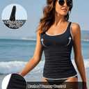 Aqua Eve Tankini Tops for Women Swimwear Top Only Tummy Control Bathing Suit Top No Bottom (Available in Plus) (Black, XL)