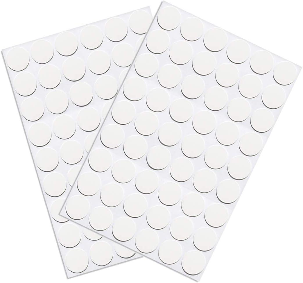 Self-Adhesive Screw Hole Stickers PVC Cover Caps Dustproof for Wooden Furniture Cabinet 21mm 2 Sheets/108 Pcs White