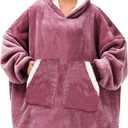 Kipswiza Oversized Wearable Blanket Sherpa Fleece Thick Warm Big Hooded Sweatshirt Blanket Hoodie for Adults Women Mom Girls Teenagers Men - Dark Pink (Adult, A(dark Pink/Sherpa))