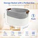 ECDYQXVU Cotton Rope Basket, Storage Baskets with Handle, 15x10x9 Inch Woven Basket for Shelves, Laundry, Towels, Clothes, Books (White/Grey 1Pack)