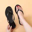 Women Flip Flops Jelly Shoes Thong Sandals Flat Slides Clear Jellies Pool Slippers Bathroom Summer Beach Size 8 Ladies Non Slip Dress Comfortable Quick Drying Soft (Black)