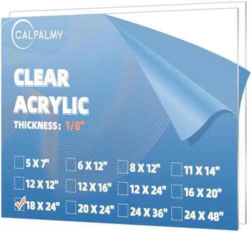 CALPALMY (2 Pack) 1/8" Thick Clear Acrylic Sheets - 18" x 24" Pre-Cut Plexiglass Sheets for Craft Projects, Signs, Display Cases, Sneeze Guard and More - Cut with Engraver, Power Saw or Hand Tools