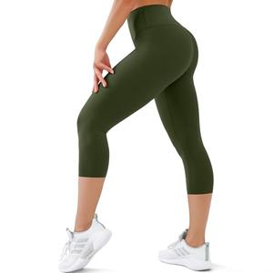 USAUPUP Capri Leggings for Women High Waisted Tummy Control Buttery Soft Womens Yoga Capris Pants Green, 2XL