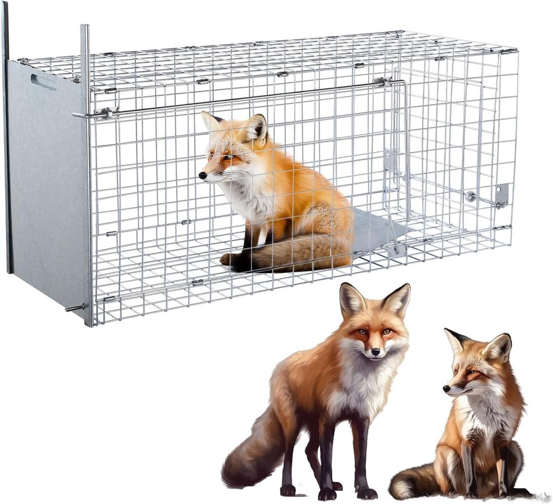 42" Large Humane Live Animal Trap,Collapsible Large Animal Catcher Cage,Cage Traps for Large Dogs up to 38 pounds,Foxes,Coyotes,Bobcat,Similar Sized Animals