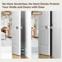 Mousike 4.5" Silver Door Stops for Bottom of Door (4 Pack) - Heavy Duty Industrial Springy Doorstops & Wall Stops for Solid Core, Garage, Warehouse, Office, Commercial Doors