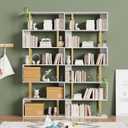 Gadroad 6-Tier Geometric Bookcase,S Shaped Bookshelf, Wood Decorative Storage Shelving, Modern Freestanding Display Shelves, Tall Book Shelf Unit for Living Room Bedroom