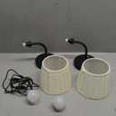 PUSU LED Cordless Black H9.6 inch Small Wall Sconces Set of 2, Rechargeable 5200mAh Battery Operated Fabric Wall Lamp with Remote, Lighting for Living Room, Bedroom, Hallway, Bathroom, Stairs, Kitchen