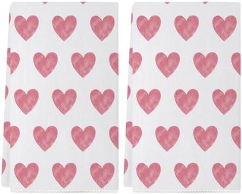 Siilues Valentines Day Kitchen Towels Set of 2, 18x26 Inch Valentines Day Dish Towels Sweet Heart Valentines Day Decor Hand Towels Seasonal Decorations for Home Drying Dishcloth