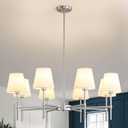 Dining Room Chandeliers Light - Modern Brushed Nickel Chandelier, 8-Light Metal Farmhouse Dining Room Light Fixture, E26 Hanging Pendent Lighting for Kitchen, Living Room, Foyer, Entrance