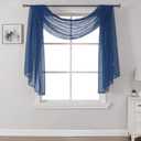 DONREN Dark Blue Window Scarf for Home Decor -Luxury Look Sheer Scarf 52 inches Wide by 144 inches Long,Navy Blue