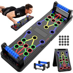 Solid Push Up Board 15 in 1 Home Workout Equipment Multi-Functional Pushup Stands System Fitness Floor Chest Muscle Exercise Professional Equipment Burn Fat Strength Training Arm Men & Women Weights (M2-Black Handle)