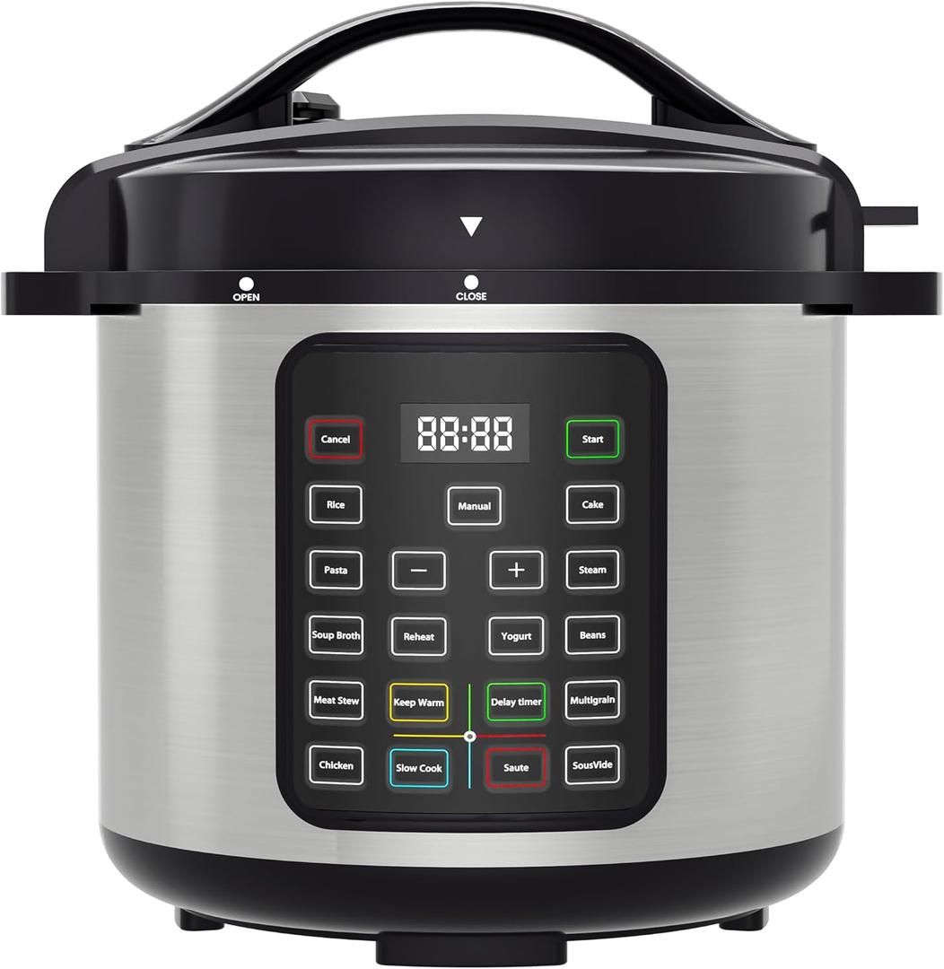 NEWBULIG 8 Quart Electric Pressure Cooker, Stainless Steel Multi Cooker Pressure, 12-in-1 Slow Cooker for Rice, Meat Stew, Porridge, Multigrain, Steam, Yogurt Maker
