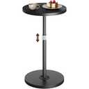 Asgolion Round Side Table Set of 2, Adjustable-Height Small Drink Table, Pedestal Martini Stand, Weighted Base Cocktail Table Accent Nightstand for Living Room, Bedroom, Bathroom, Office, Black