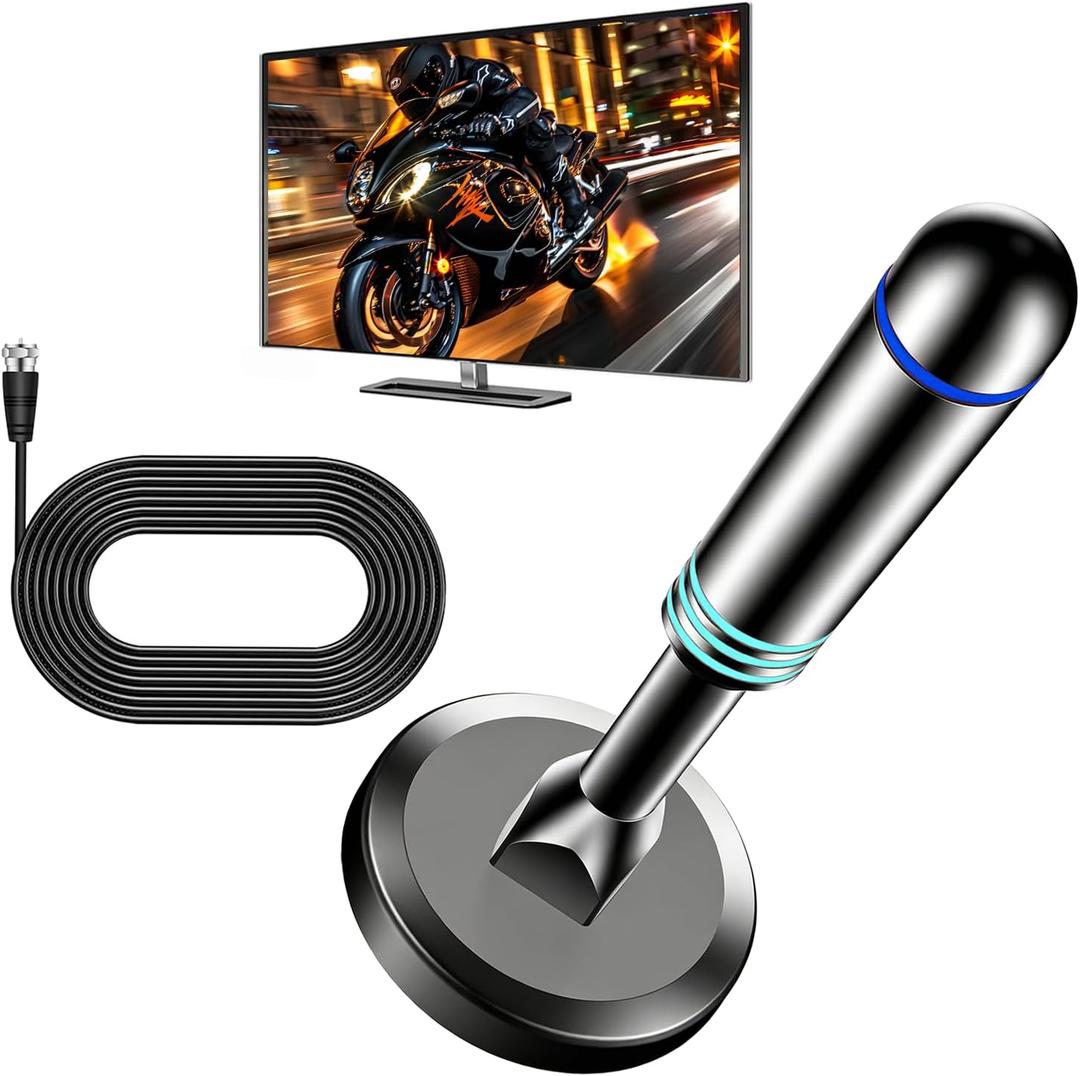 TV Antenna Indoor, Long Range Antenna for Smart TV with Strong Magnetic Base, Digital Antenna for Easy Installation and All Smart/Old TVs, Supports 4K 1080P
