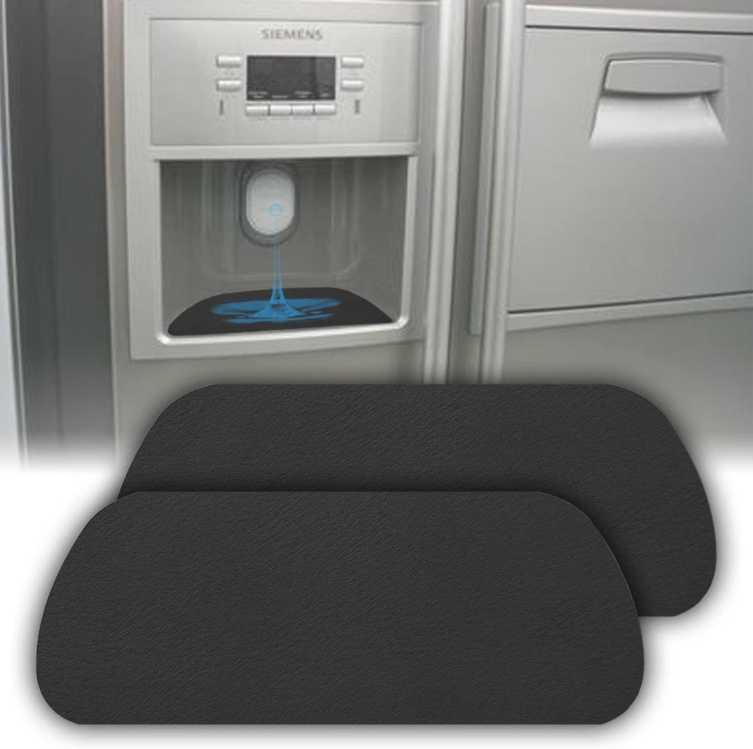 Cuttable Refrigerator Drip Catcher for Fridge Water Dispenser, Absorbent Drip Tray, Absorbent Pad for Refrigerator Drip, Refrigerator Accessories for Whirlpool, GE, Samsung (Rectangular - 2pcs) (Black)