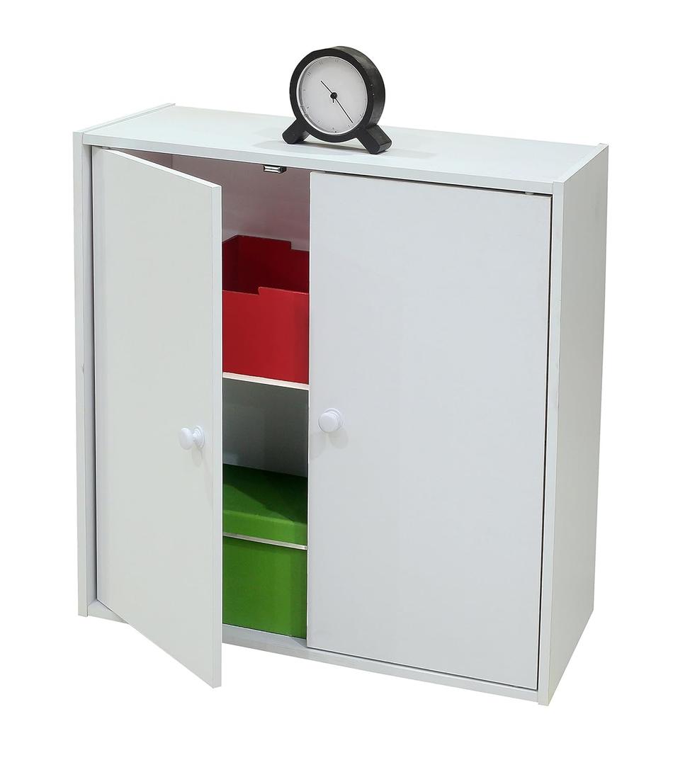 Kings Brand Furniture 2 Door Storage Organizer Bookcase, White