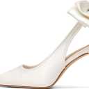 Mattiventon Slingback Heels for Women Pointed Closed Toe Stiletto Heels with Bow Tie Wedding Shoes for Bride Satin Prom Party Dress Pumps 8