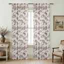 Brown Floral Linen Toile Curtains 84 Inches Long for Living Room Bedroom Toile de Jouy Printed Patterned Country Semi Sheer Curtains Back Tab Light Filtering Coffee Tan Pattern 84 Inch Window Drapes