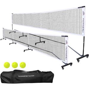 Progoal Badminton Pickleball Net System with Universal Wheel,Movable Steady Metal Frame,Strong Nylon Net and Carrying Bag,22 Feet Portable Height Adjustable Net for Pickleball and Other Games