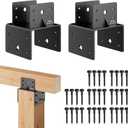 6x6 Post Anchor Connector, 2Pack Stainless Steel Post Caps Tie Bracket for 6x6 and 4x6 Wood Posts, Beam Anchor Connector, Post Base Bracket for Supporting Wood Beams, Black