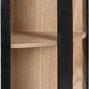 Kate and Laurel Elloree Modern Corner Shelf Cabinet for Storage and Display, 16 x 11 x 24, Black and Natural, Transitional Corner Storage for Use as Living Room Shelving or Bedroom Storage Design