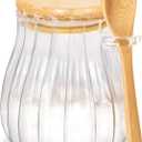 15oz Sugar Container with Bamboo Lid and Spoon,Sugar Bowl Glass Jar for Coffee Bar Accessories Coffee Canister Kitchen Decor (Medium)