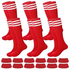 Panitay 12 Pcs Sport Accessories 6 Softball Soccer Socks 6 Glitter Eyeblack Stickers for Youth Women Adult Sports Supplies (Red)