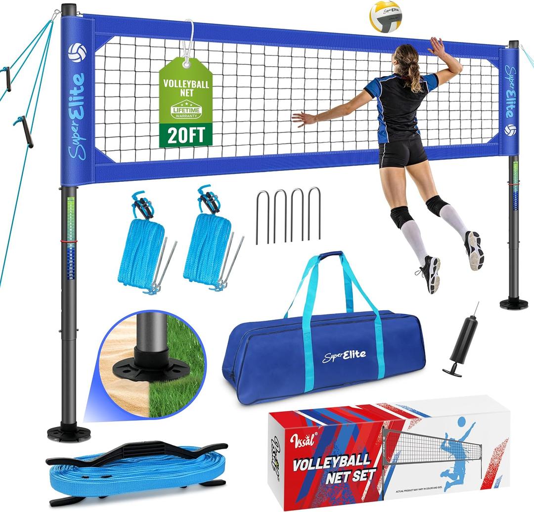 Professional Volleyball Net Set Heavy Duty for Outdoor Backyard Portable with Aluminum Scoring Poles, Nets System, Adjustable Regulation Height