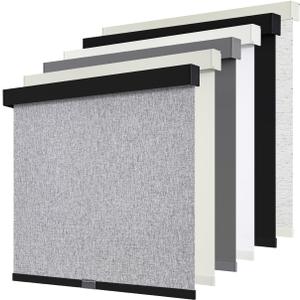 Cordless Blackout Roller Shades Blinds for Windows Free-Stop,Pull Down Room Darkening with Valance,Thermal Insulated Woven Fabric Window Door Blinds for Home,Office,Heather Grey 20" W x 72" H