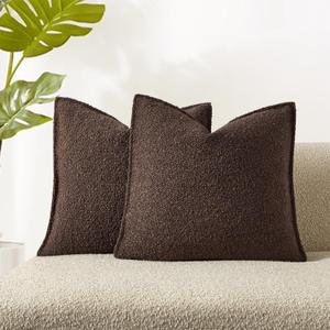 JUSPURBET Brown Decorative Pillow Covers 18x18 Set of 2 Throw Pillow Covers for Couch Sofa Bed Cozy Boucle Textured Cushion Covers Cases with Hidden Zipper for Living Room Home Decor JUSPURBET Brown Decorative Pillow Covers 18x18 Set of 2 Throw Pillow Covers for Couch Sofa Bed Cozy Boucle Textured Cushion Covers Cases with Hidden Zipper for Living Room Home Decor