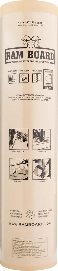 Ram Board Floor Protection, 48" x 100' (400 sq. ft.), Brown (46 RB 48-100)