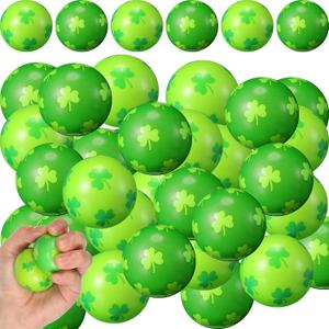 Liliful 60 Pcs St. Patrick's Day Stress Balls Bulk Shamrock Clover Green Sport Balls Squeeze Ball Stress Relief Fidget Foam Toy for St. Patrick's Day Carnival Party Favors Rewards