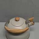 Tea Kettle, BELANKO 85 OZ / 2.5 Liter Whistling Tea Kettle Pots for Stove Top Food Grade Stainless Steel with Wood Pattern Folding Handle, Loud Whistle for Tea, Coffee, Milk - Milk White