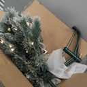 4ft Unlit Christmas Tree Pre-Decorated Snow Flocked with Pine Cones & Red Berries Artificial Xmas Tree for Holiday Office Outdoor Christmas Decoration(Green White)