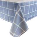Allgala Waterproof Check Design Printed PVC Vinyl Protective Tablecloth - 54x120 Inch - Light Blue - TC59310