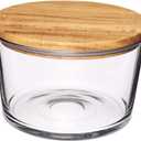 Anchor Hocking Glass Trifle Bowl with Lid, 104 oz Glass Salad Bowl with Acacia Wood Lid